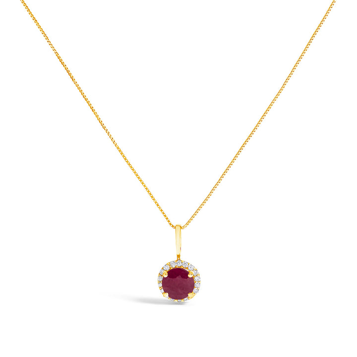 10K White Gold Purple Amethyst and 1/10 Cttw Diamond Accent Halo Pendant Necklace