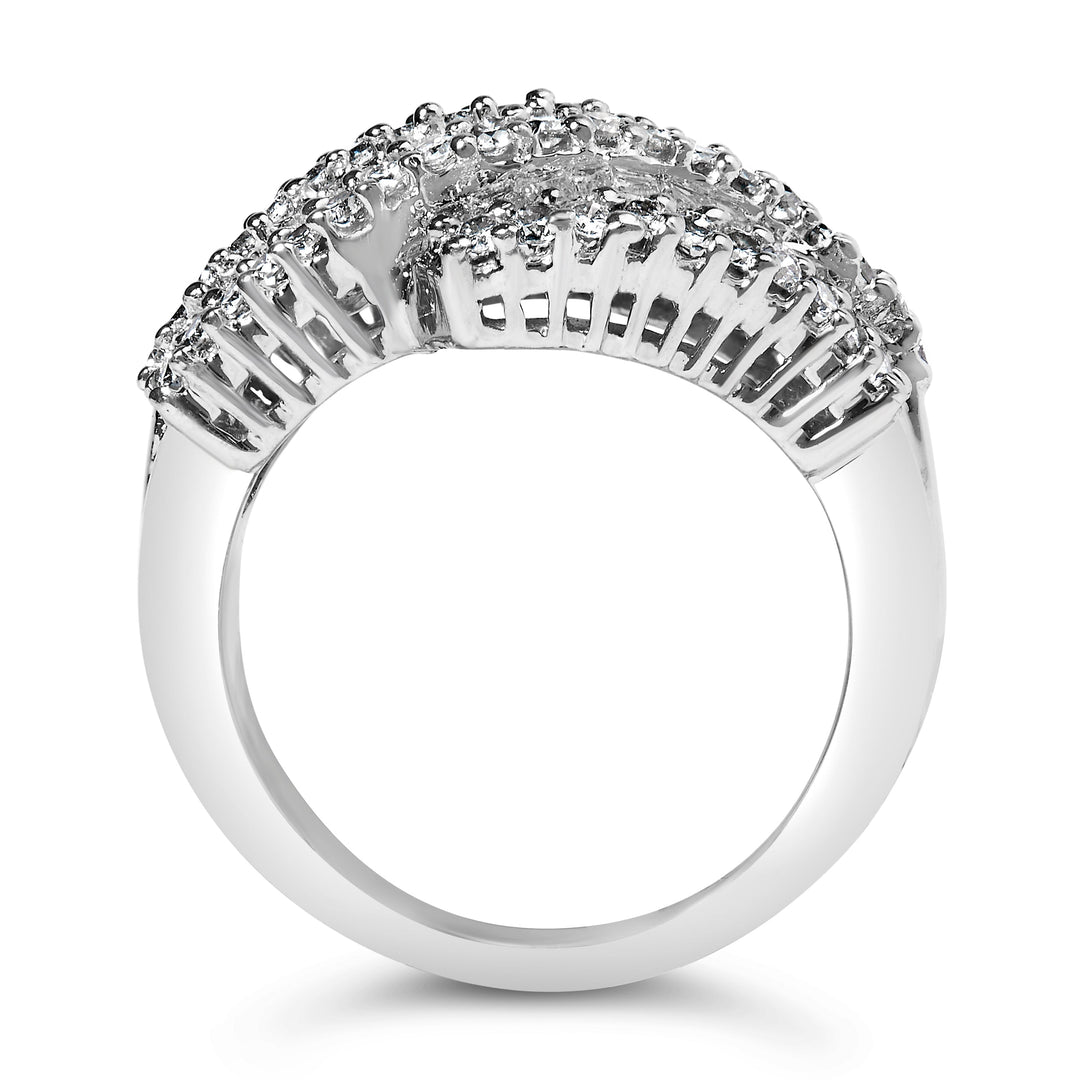 14K White Gold Diamond Cocktail Ring Band (1 3/4 Cttw, H-I Color, SI2-I1 Clarity) - Size 6-1/2