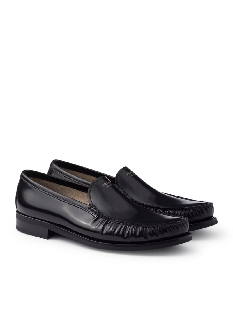 Prada Men Brushed Leather Loafers
