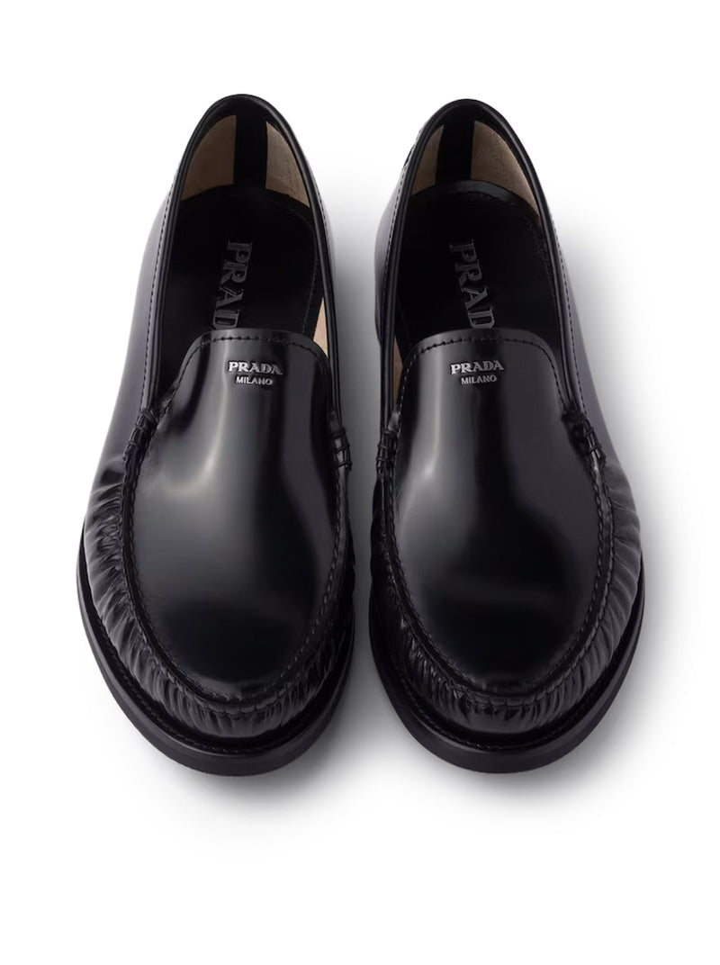 Prada Men Brushed Leather Loafers