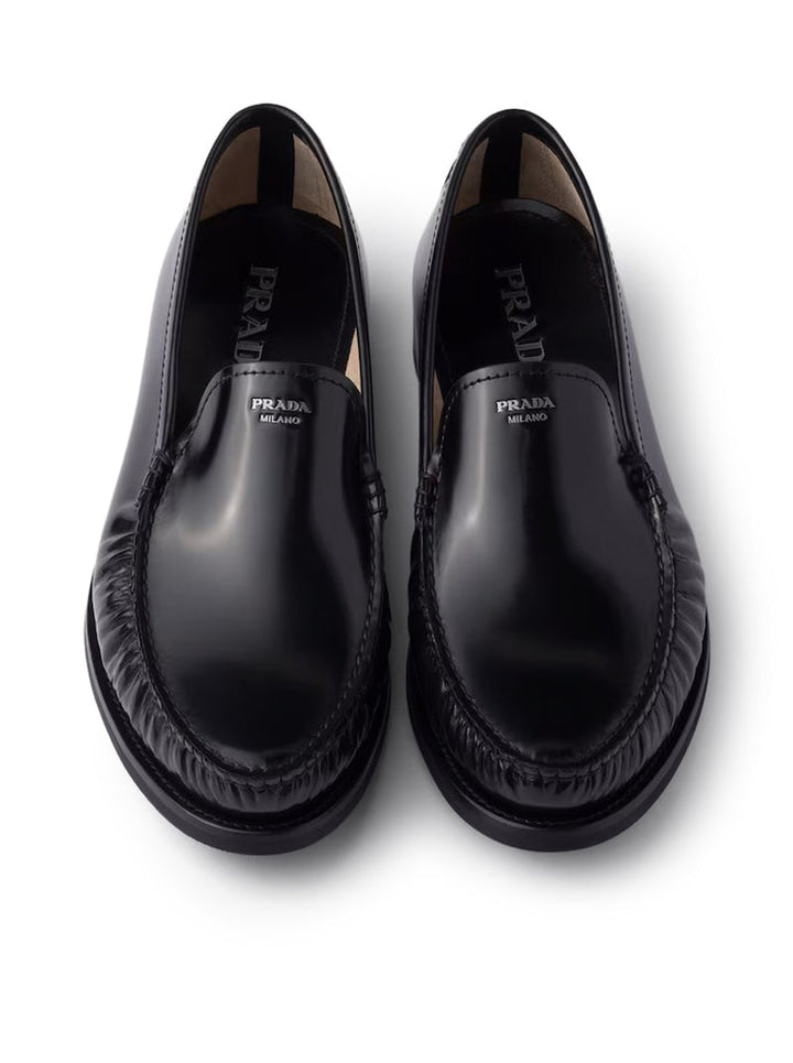 Prada Men Brushed Leather Loafers