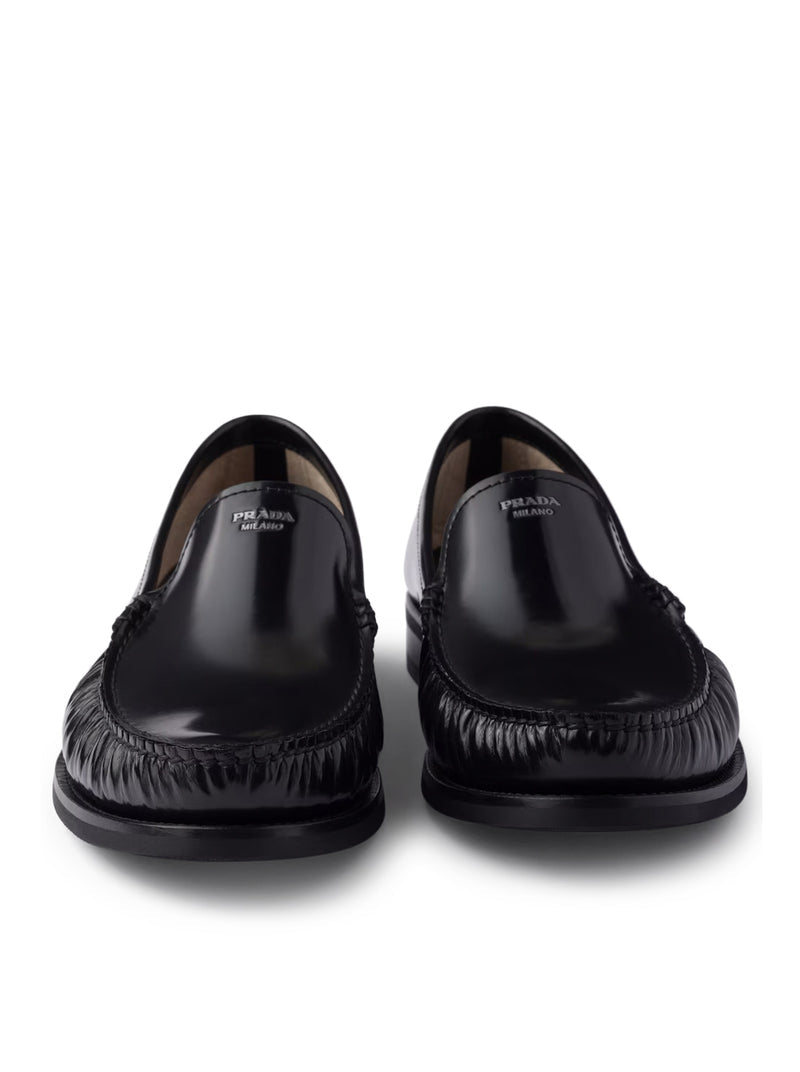 Prada Men Brushed Leather Loafers