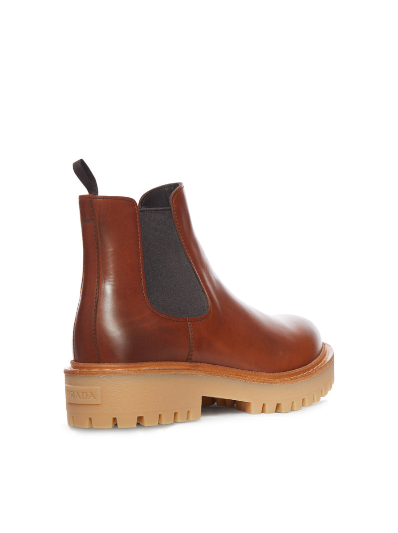 Prada Men Smooth Calf Leather Ankle Boots