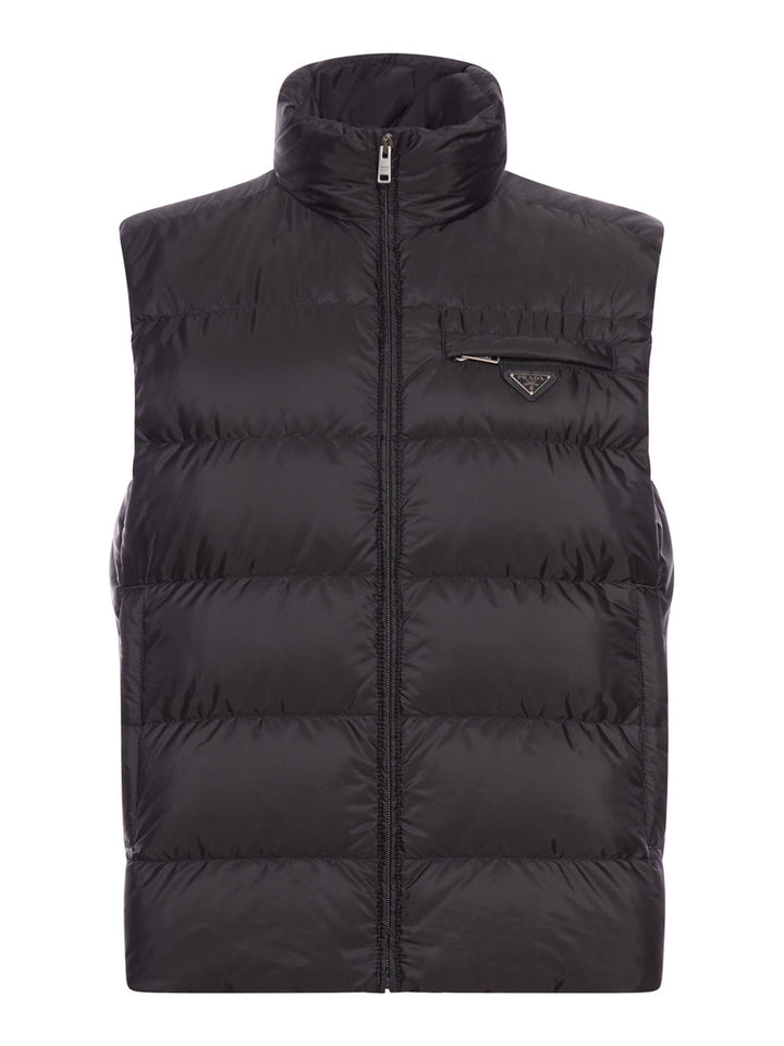 Prada Men Padded Feather Jacket In Re-Nylon