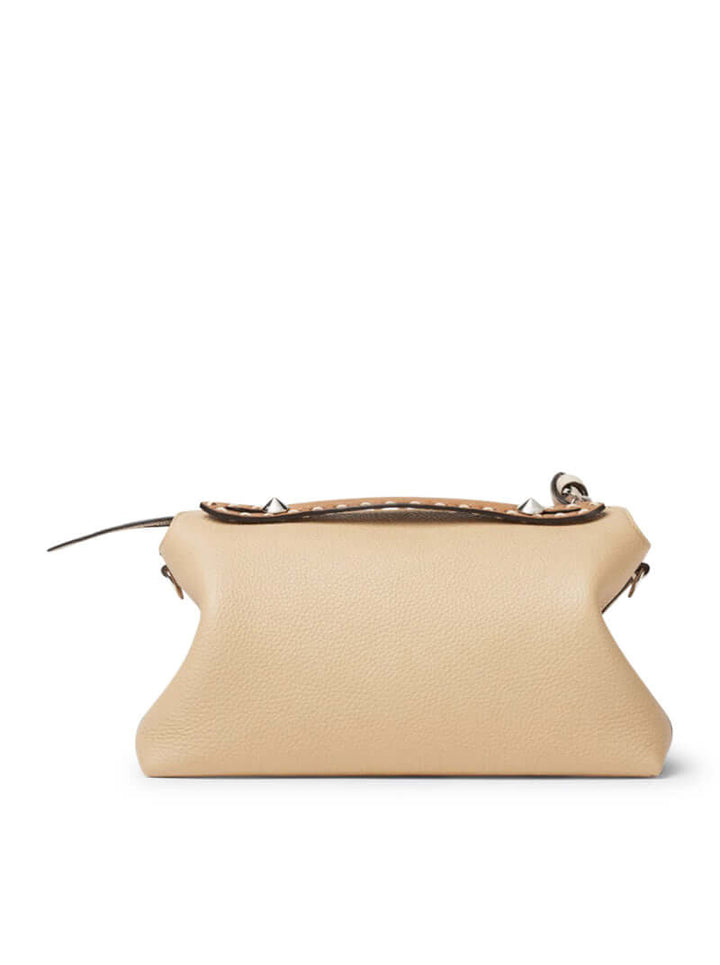 Beige handbag on a white background