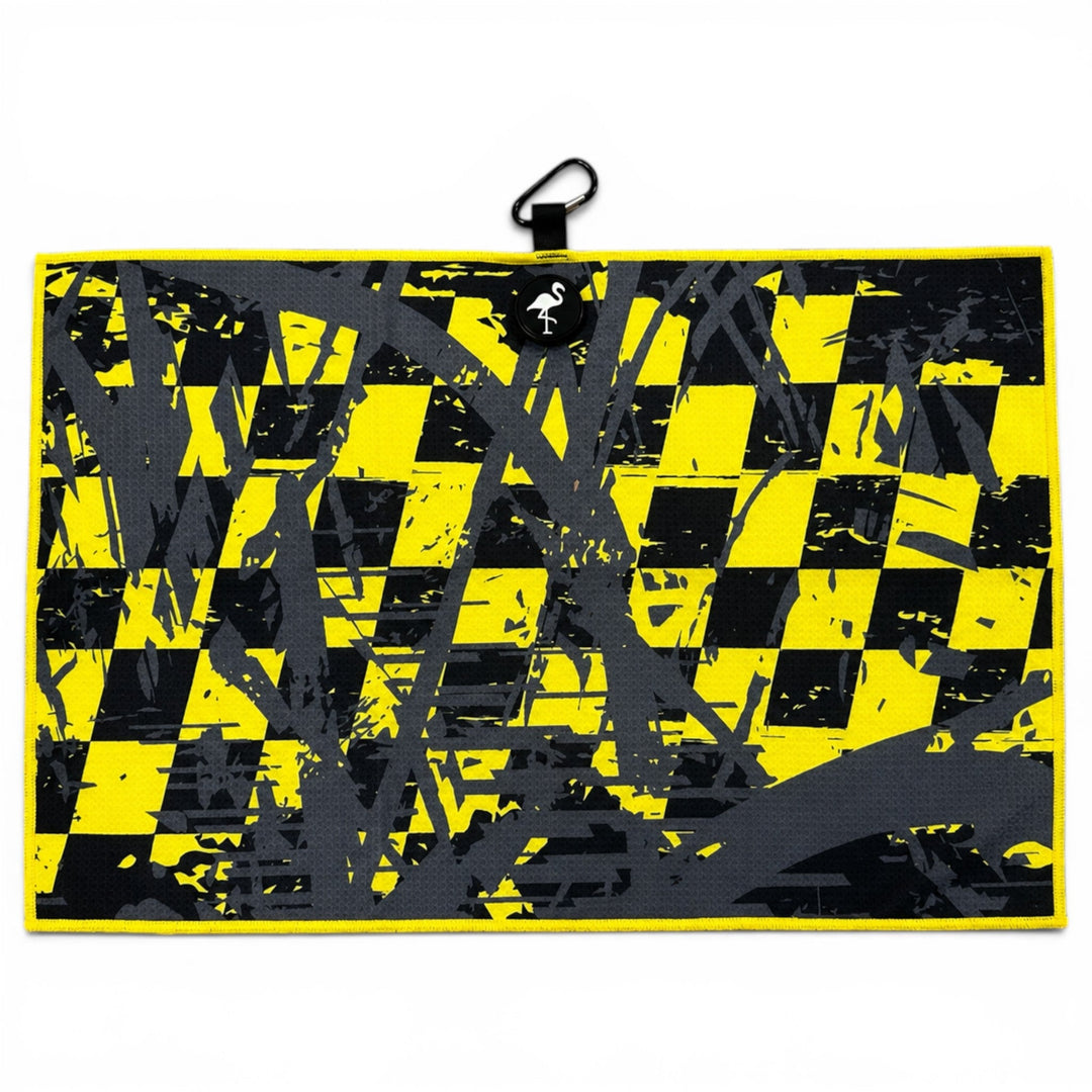Hazard Hustle Golf Towel | 24” x 16” Microfiber Towel | Magnetic Clip &amp; Carabiner | Premium Golf Accessory