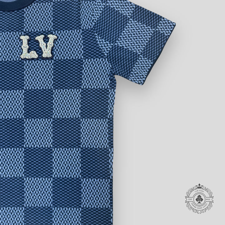 Louis Vuitton Damier Short-Sleeved Crewneck With LV Crystal Patch