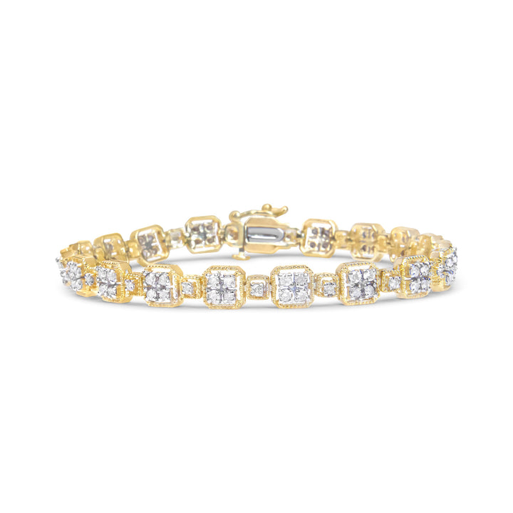10K White Gold 2.0 Cttw Diamond Square Link Bracelet (J-K Color, I2-I3 Clarity) - Size 7.25"