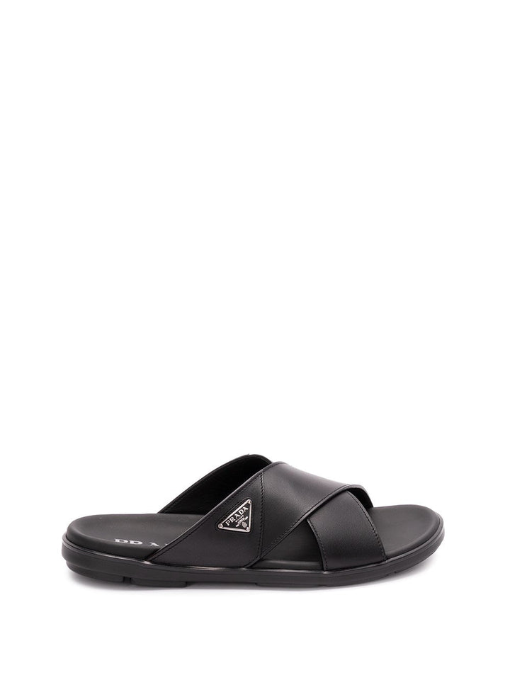 Prada Men Leather Crisscross Sandals