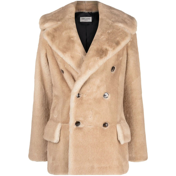 Saint Laurent Neutrals Coats - Double Breasted & Peacoats Women