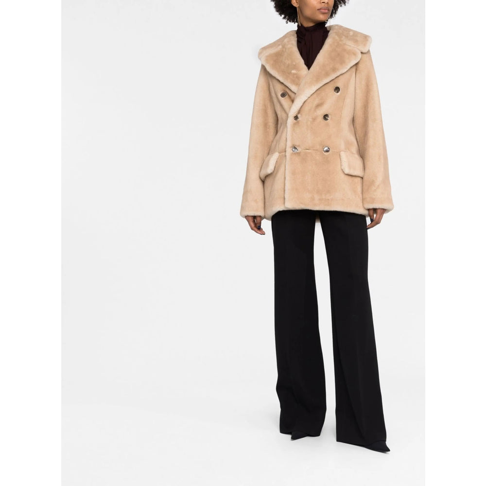 Saint Laurent Neutrals Coats - Double Breasted & Peacoats Women