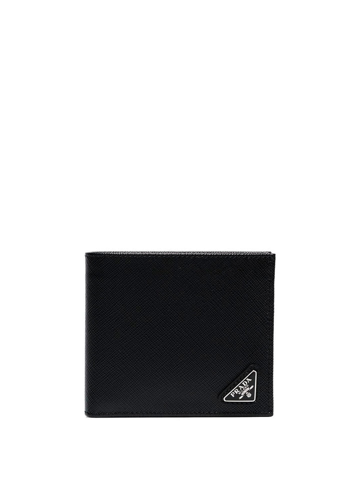 Prada Men Portafoglio Bi-Fold Con Portamonete In Pelle Saffiano
