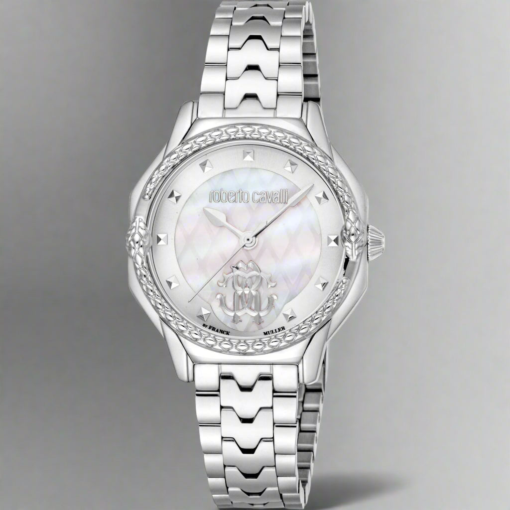 Women's silver serpent opaque dial watch