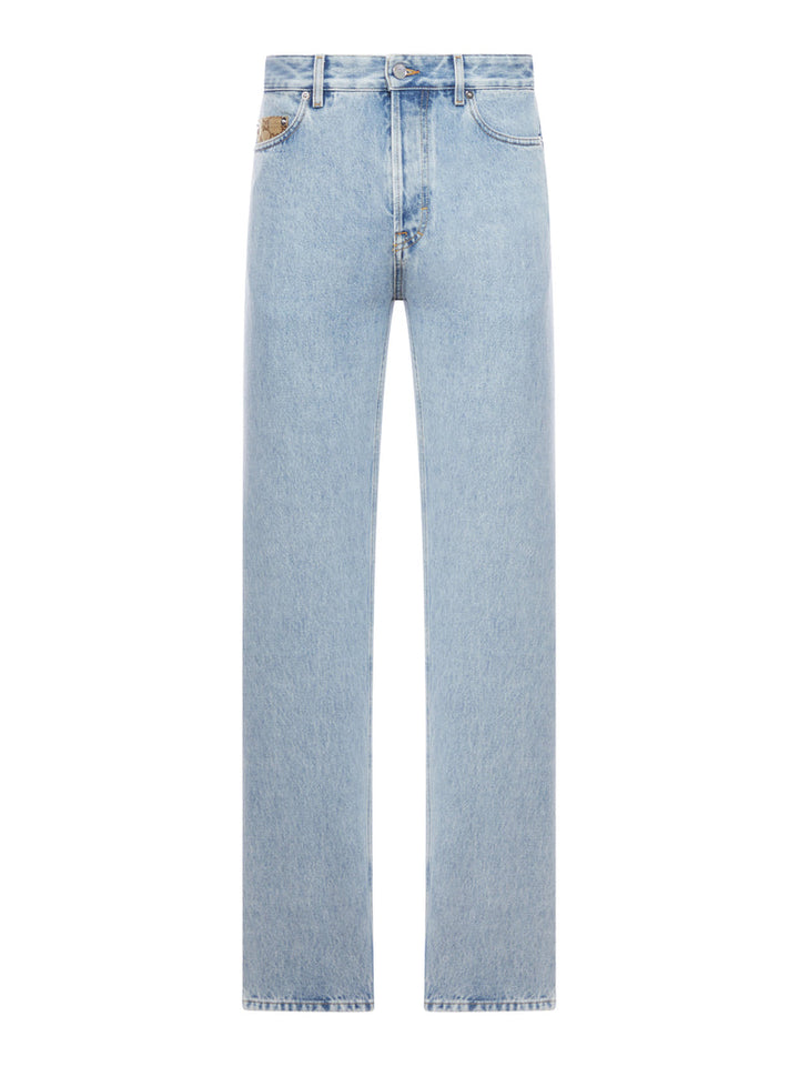 Gucci Men Délavé Denim Trousers With Gg Insert