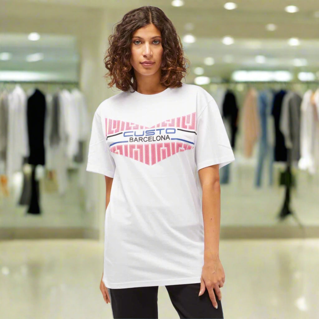 Custo Barcelona  women's white/pink T-shirts