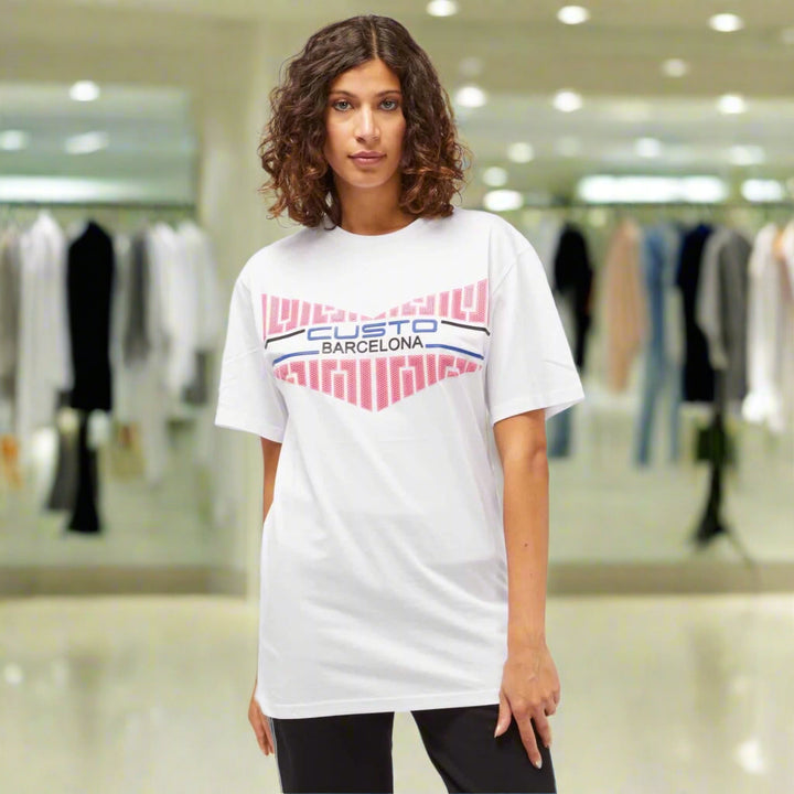 Custo Barcelona  women's white/pink T-shirts