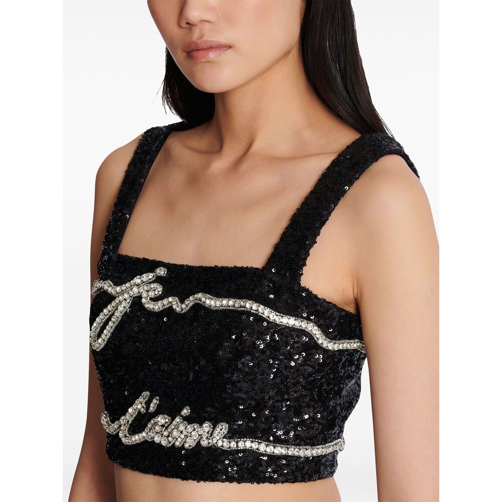 Balmain Black Tops - Vests & Tank Tops Women