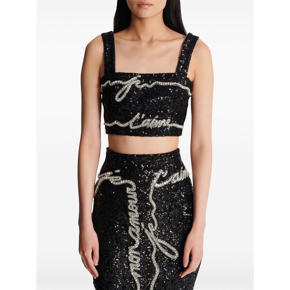Balmain Black Tops - Vests & Tank Tops Women