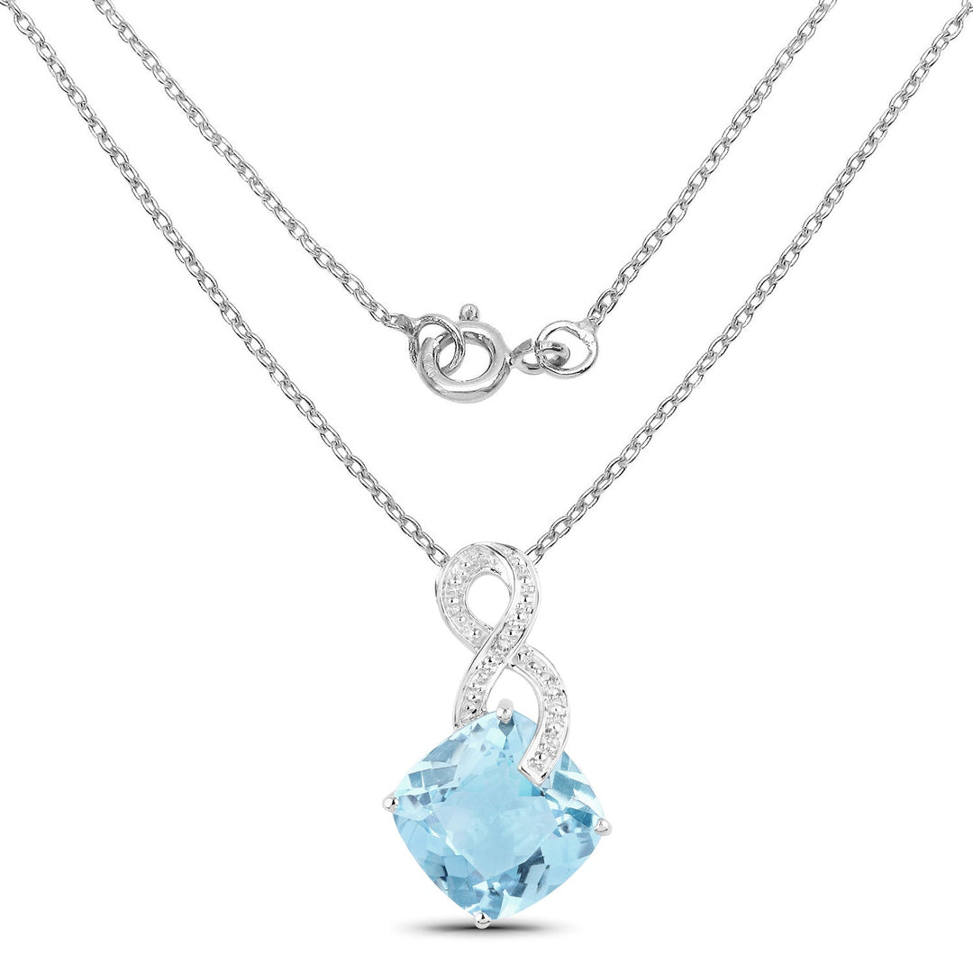 11.95 Carat Genuine Blue Topaz &amp; White Topaz .925 Sterling Silver Pendant