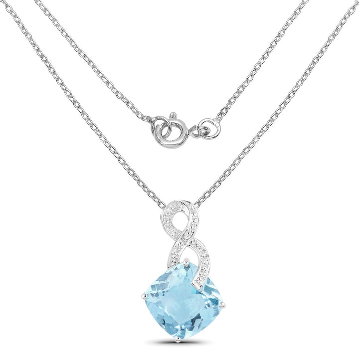 11.95 Carat Genuine Blue Topaz &amp; White Topaz .925 Sterling Silver Pendant