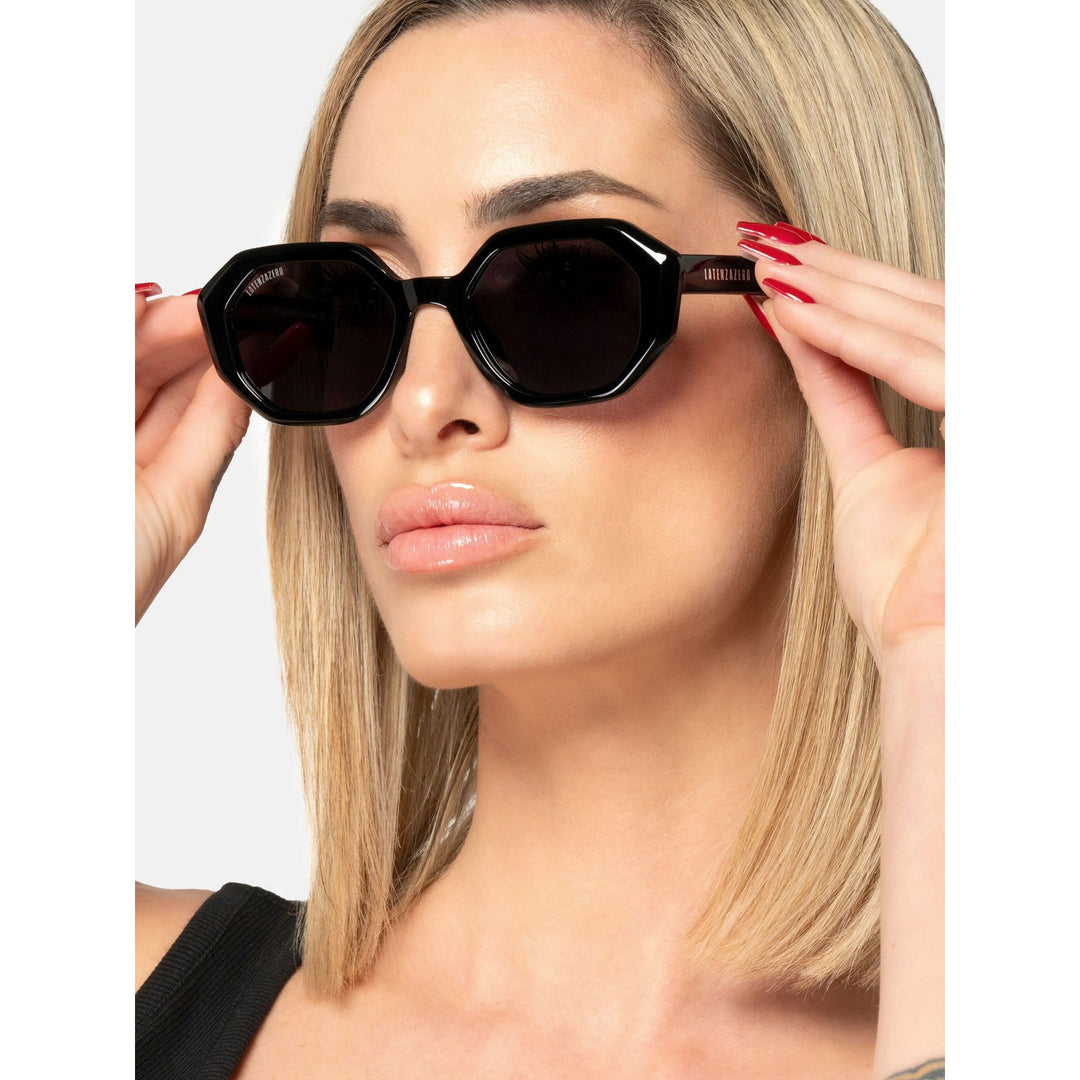 Black stylish Italian designed affordable sunglasses with UV protection.