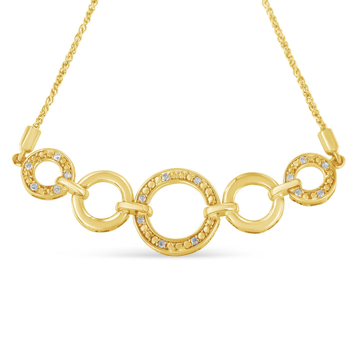 14K Yellow Gold Plated .925 Sterling Silver 1/10 Cttw Diamond Infinity Loop Adjustable Bolo Tennis Bracelet