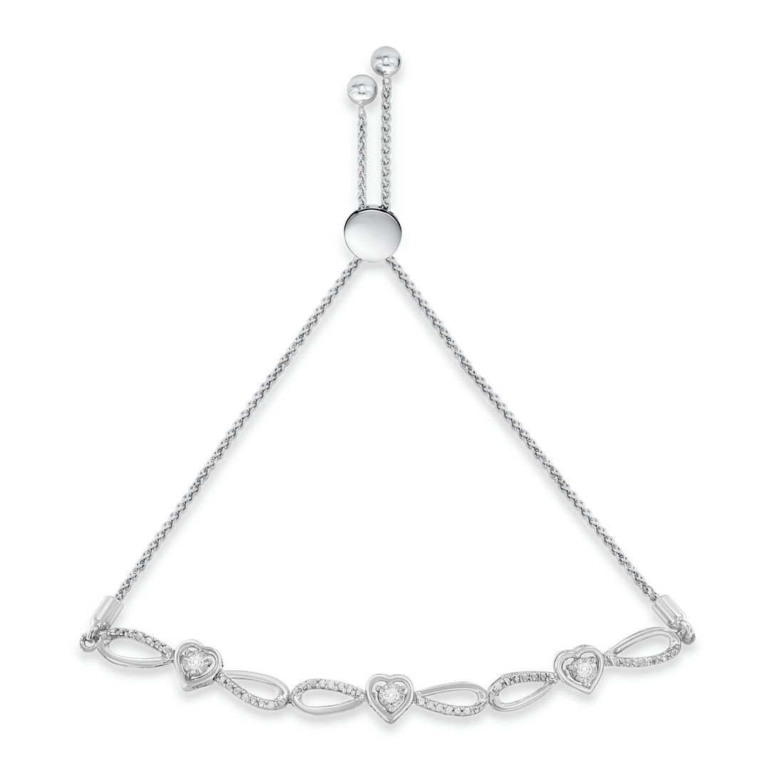 .925 Sterling Silver Diamond Accent Heart and Infinity 4â€-10â€ Adjustable Bolo Bracelet (I-J Color, I3 Clarity)