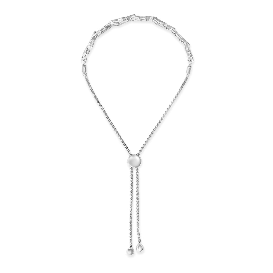 .925 Sterling Silver 1/2 Cttw Diamond Alternating Heart Link Adjustable Bolo Bracelet (I-J Color, I3 Clarity) - 4" to 10" Inches