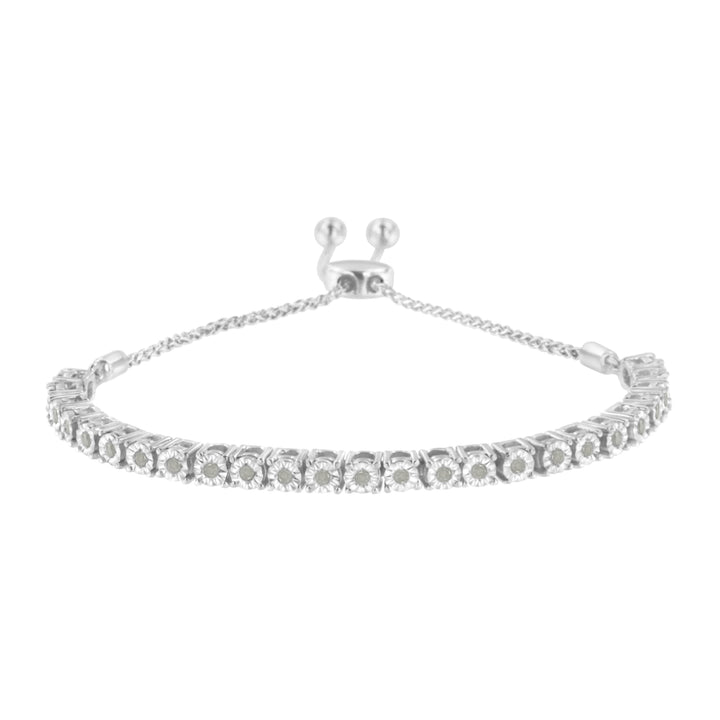 10K Yellow Gold over .925 Sterling Silver 1/4 Cttw Miracle-Set Diamond 4â€-10â€ Adjustable Bolo Tennis Bracelet (I-J Color, I3 Clarity)