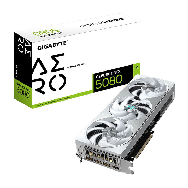 Gigabyte NVIDIA GeForce RTX 5080 AERO SFF Overclocked Triple Fan 16GB GDDR7 PCIe 5.0 Graphics Card