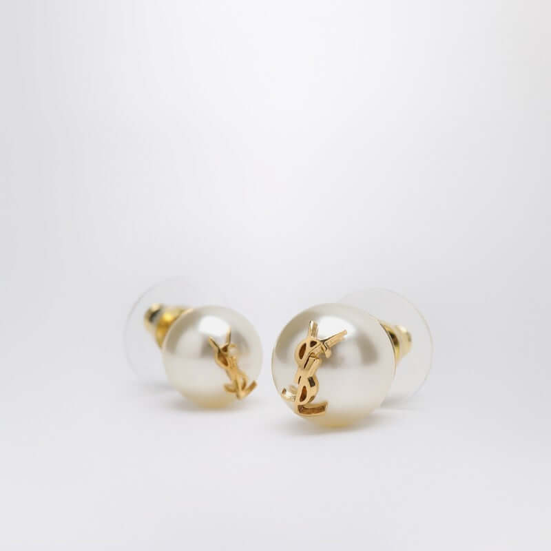 Saint Laurent Asymmetrical Earrings With Pearl And Cassandre Logo Women