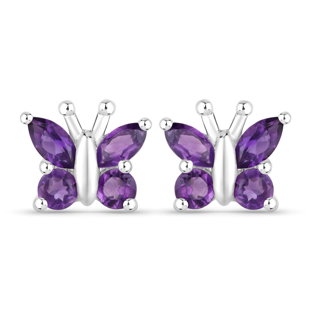 1.00 Carat Genuine Amethyst .925 Sterling Silver Earrings