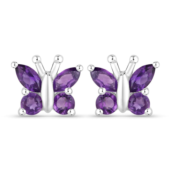 1.00 Carat Genuine Amethyst .925 Sterling Silver Earrings