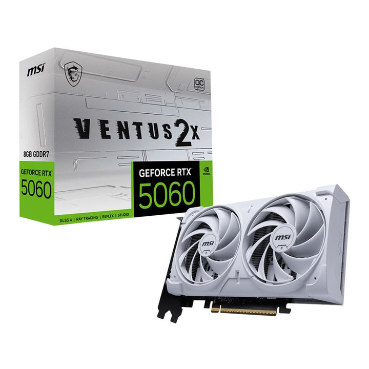 MSI NVIDIA GeForce RTX 5060 Ventus 2X White Overclocked Dual Fan 8GB GDDR7 PCIe 5.0 Graphics Card