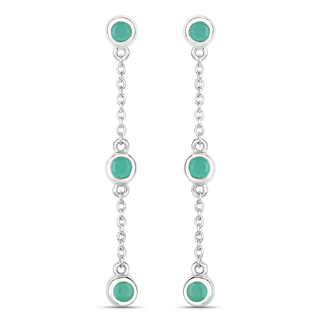 0.60 Carat Genuine Emerald .925 Sterling Silver Earrings