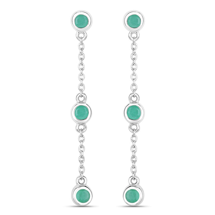0.60 Carat Genuine Emerald .925 Sterling Silver Earrings