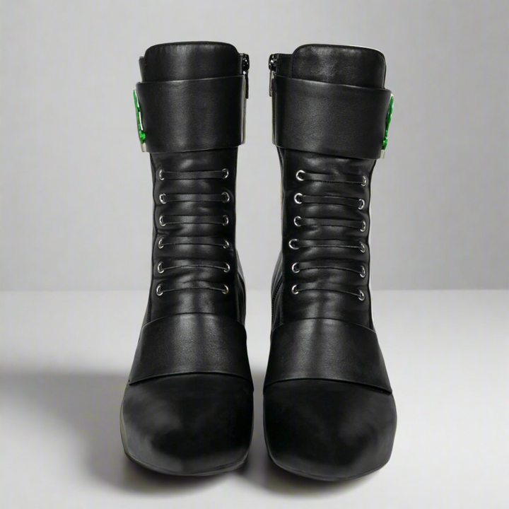 Michaela V Marta Black Leather Knee-High Boots