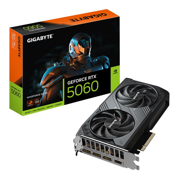 Gigabyte NVIDIA GeForce RTX 5060 WINDFORCE Overclocked Dual Fan 8GB GDDR7 PCIe 5.0 Graphics Card