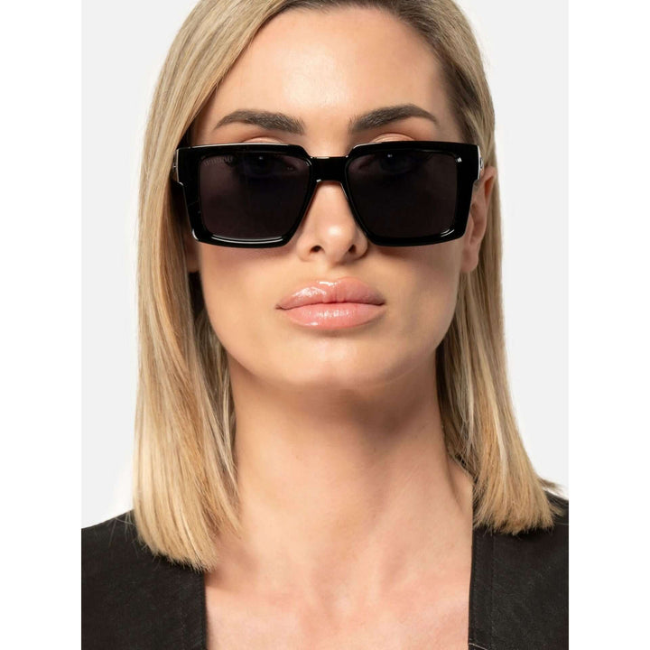 Black stylish Italian designed affordable sunglasses with UV protection.