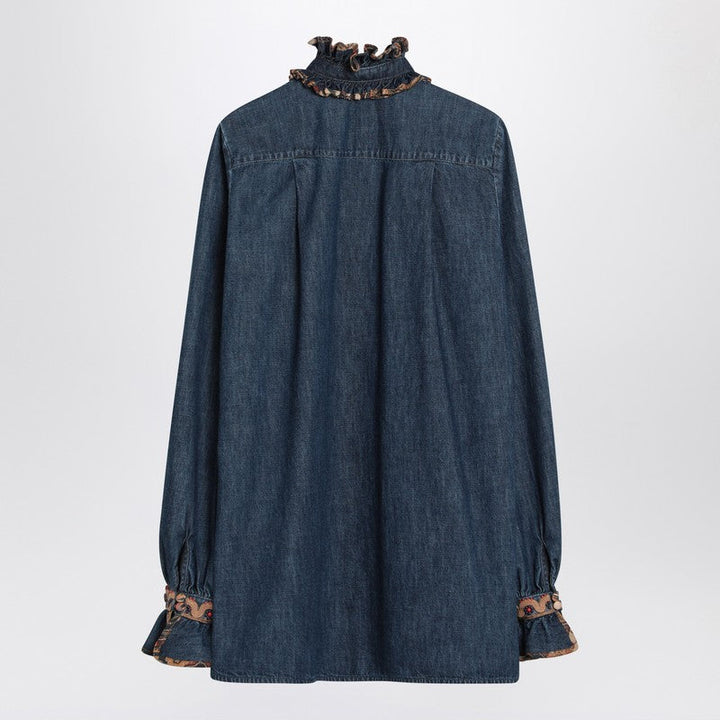 Valentino Blue Denim Blouse With Embroidered Edges Women