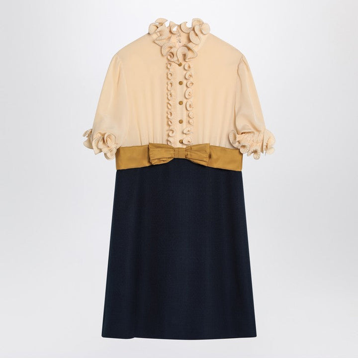 Valentino Mini Dress With Ruffles And Bow In Silk Women