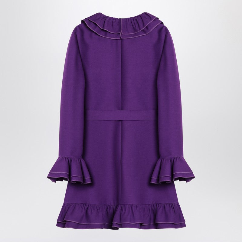 Valentino Purple Wool And Silk Mini Dress Women