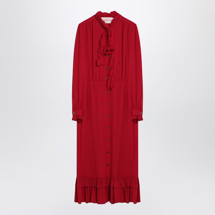 Valentino Red Dress With Ruffled Bow Women