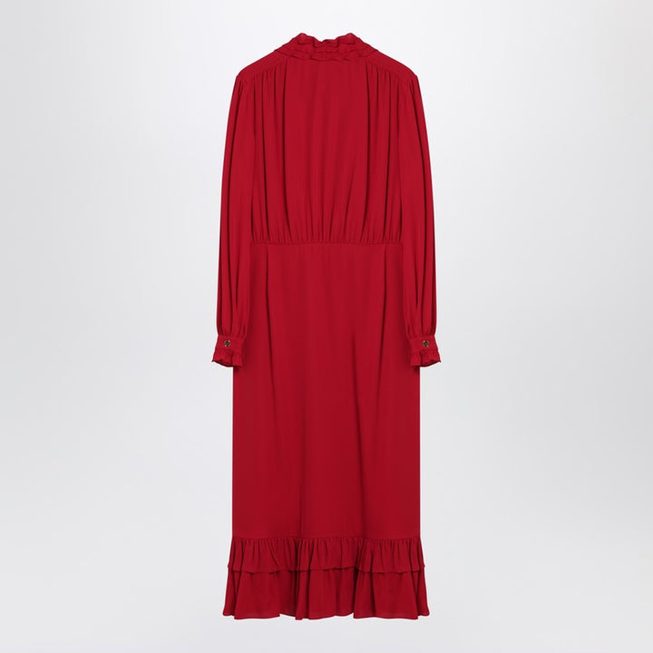 Valentino Red Dress With Ruffled Bow Women