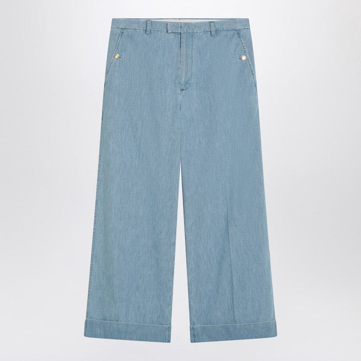 Valentino Light Blue Wide Jeans With Cuff Men