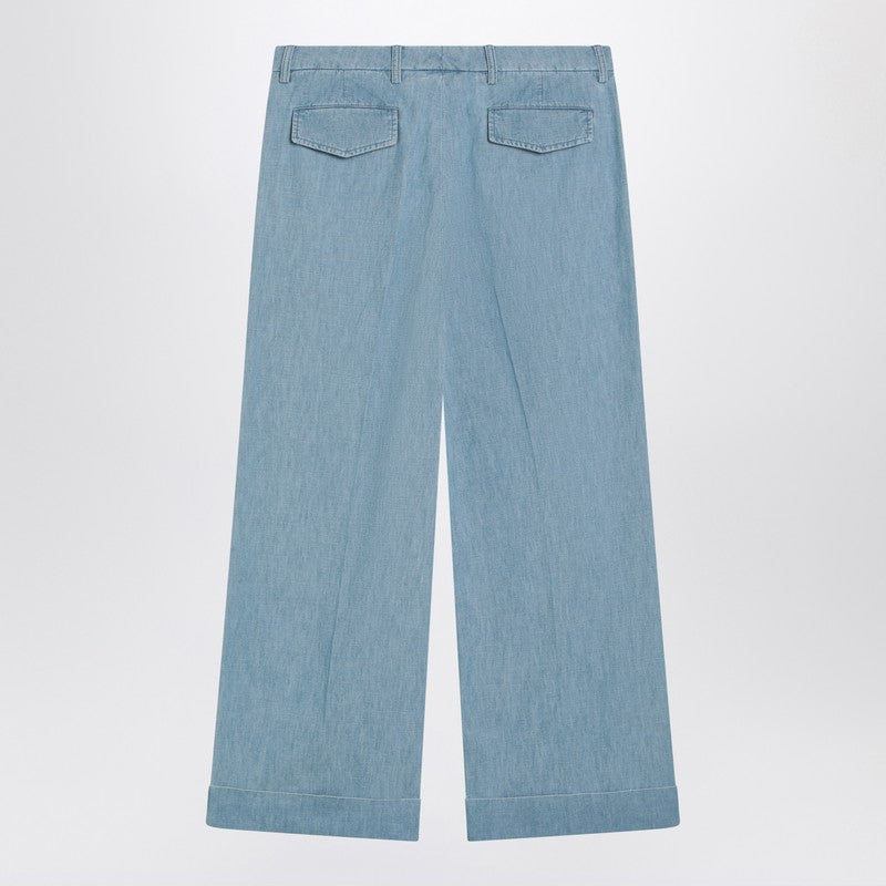 Valentino Light Blue Wide Jeans With Cuff Men