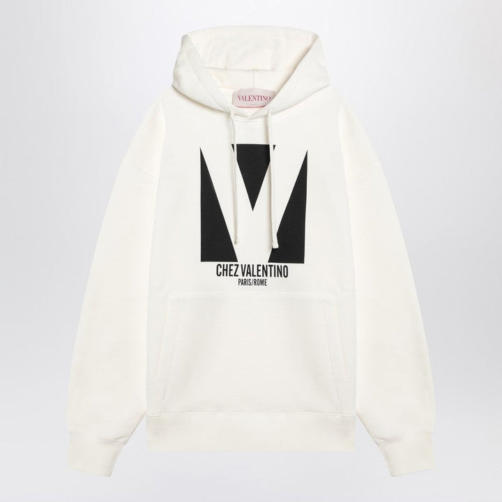 Valentino Ivory Sweatshirt With Chez Valentino Print Men