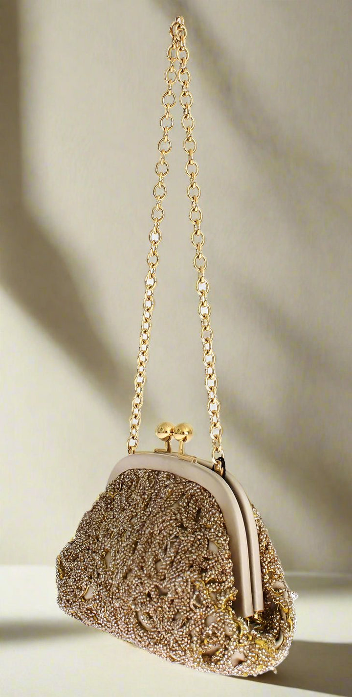 DOLCE & GABBANA Glimmering Gold Sequined Evening Clutch