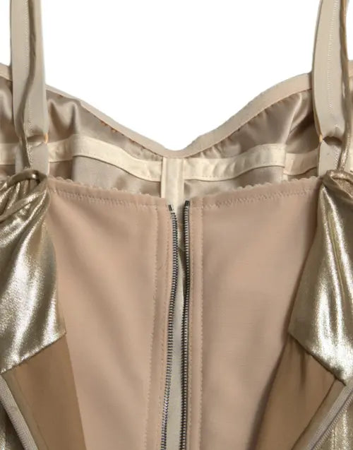 Dolce & Gabbana METALLIC GOLD CRYSTAL EMBELLISHED GOWN DRESS