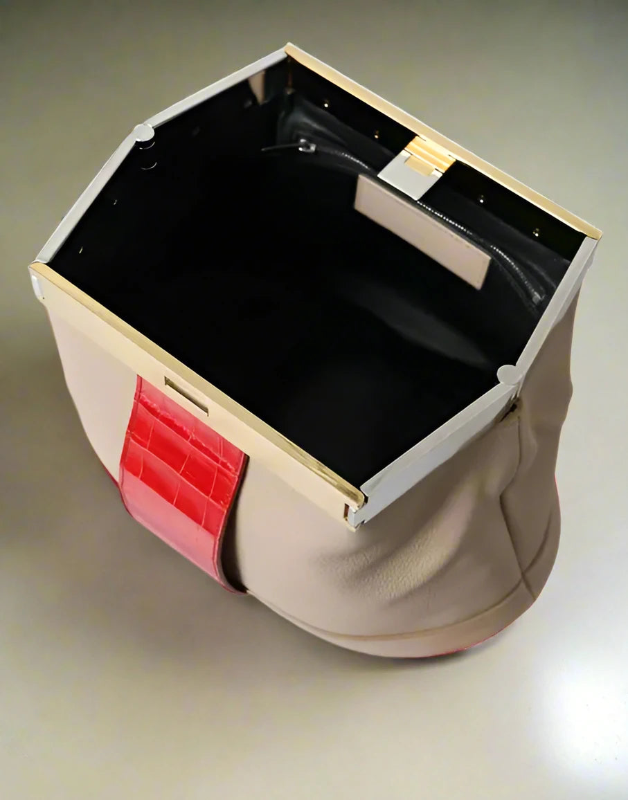 BOLSO BALENCIAGA DE PIEL EXÓTICA BICOLOR BEIGE Y ROJO